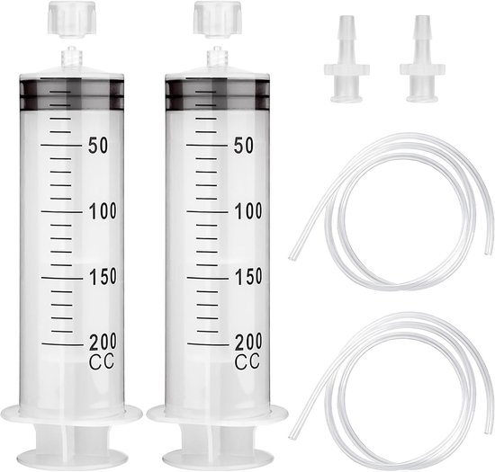 2 stuks grote spuiten, 200 ml slang, multifunctionele kunststof spuit