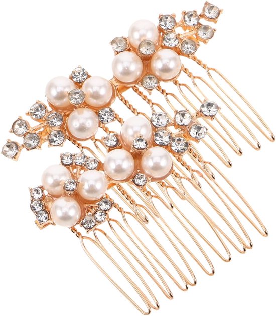 2 Stuks haarkam haaraccessoires bruiloft decoratie Bridal Hair Styling Tools Huwelijksjuwelen haarspelden clips voor haarzijkammen haarkam voor bruiden Bruids haarkam Metaal Gouden