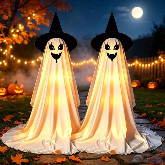 2 stuks Halloween-decoratie voor buiten, lichtgevende griezelige