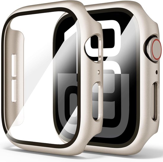 2 stuks harde hoes met glazen displaybescherming voor Apple Watch SE 3/SE 2/SE/6/5/4 40 mm beschermhoes met displaybeschermfolie 40 mm (poolster x 2)