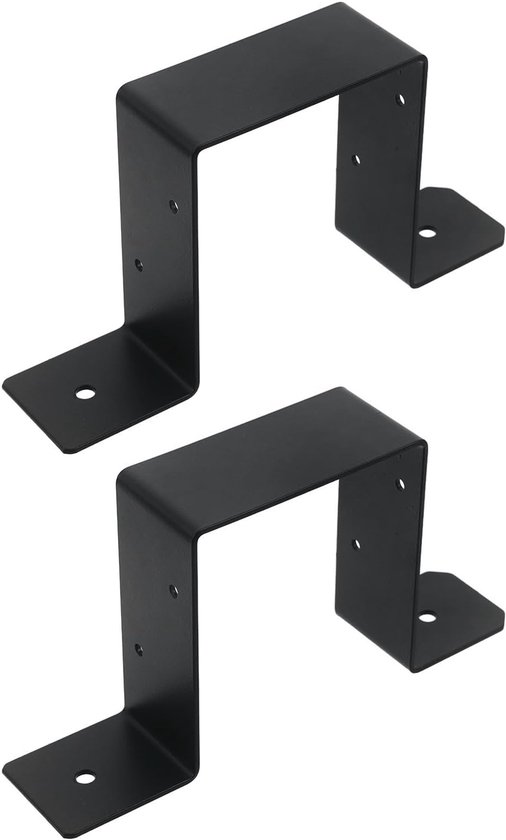 2 Stuks Heavy Duty Post Tie Bracket Zwart Square Tube Strap Clamp voor Tuinhek Ondersteuning met Verstelbare Montagegaten voor Stabiele Fence Post Fixatie