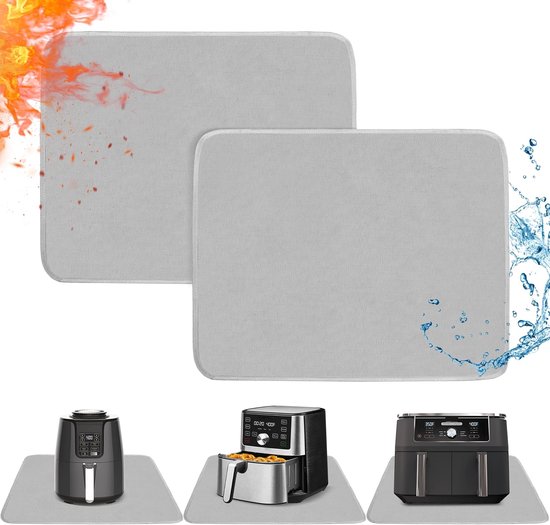 2 stuks hittebestendige mat voor heteluchtfriteuse, 40 x 60 x 0,1 cm warmtemat om aanrecht te beschermen, accessoires voor luchtfriteuse, compatibel met Ninja, Cosori, Tefal, hittebestendige pad voor