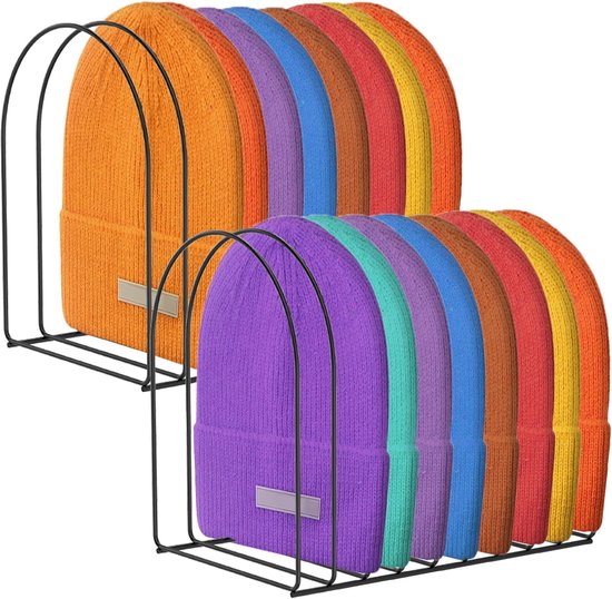 2 stuks hoedenstandaard, kaphouders van metaal, wollen mutsenhouder, gebreide mutsenstandaard, doppen, organizer, veelzijdige opbergmogelijkheid voor kapjes, toonbank, kast, entree en