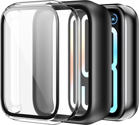 2 stuks hoesjes voor Xiaomi Smart Band 9 Pro beschermhoes met displaybescherming, hard polycarbonaat, 360° rondom, anti-kras, anti-stof, ultradunne beschermhoes, transparant + zwart