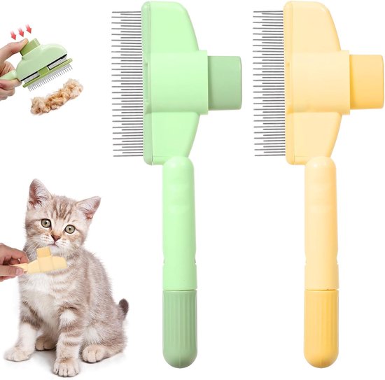 2 stuks hondenborstel, luizenkam voor katten en honden, kam voor dierenverzorging, borstel voor katten en honden, geschikt voor alle soorten huisdieren met lang en kort haar