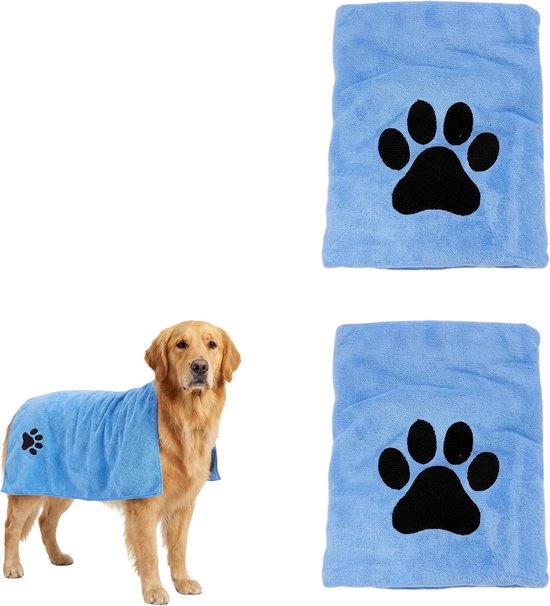 2 stuks hondenhanddoek, extra absorberend, microvezel handdoeken, handdoek microvezel, hondenhanddoek, sneldrogende handdoek voor katten, blauw, 35 × 75 cm