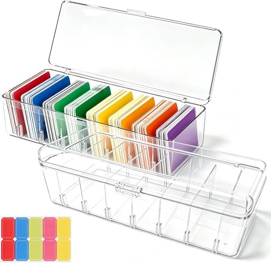 2 stuks indexkaartenbox, A8 met stickers, 24,8 x 10 x 7,5 cm