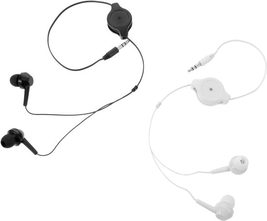 2 Stuks Intrekbare Bedrade Oordopjes Jack Stereo Hoofdtelefoon Lichtgewicht Reisbedrade Koptelefoon Voor Smartphones Klittenvrij Compact