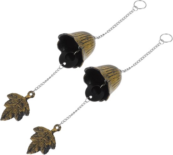 2 Stuks Japanse Gietijzeren Windgong met Esdoornblad Vintage Metalen Buitenklok Weerbestendig Decoratief voor Tuin Patio Huiscadeau