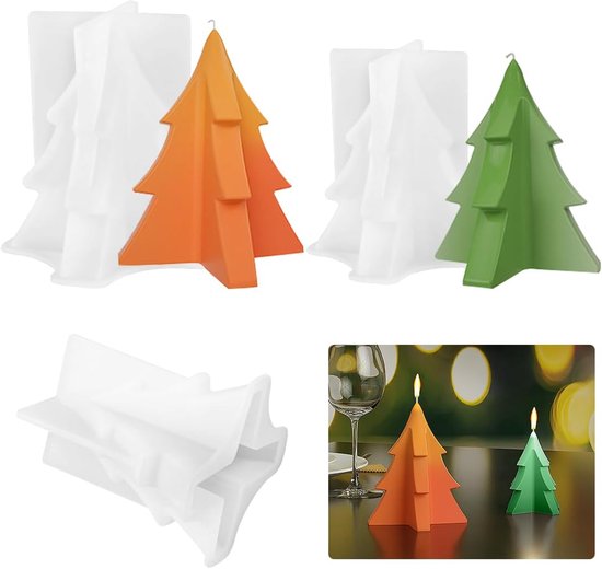 2 stuks kaarsvormen om te gieten, siliconen vorm dennenboom, kaarsvormen siliconen, gietvorm dennenboom, kaarsen zelf maken, siliconen vorm Kerstmis voor het maken van kaarsen, handgemaakte zeep