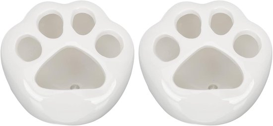 2 Stuks Keramische Kattenpoot Bloempotten met Afwateringsgat voor Vetplanten Cactussen Kleine Kamerplanten Geschikt voor Kantoor Slaapkamer Vensterbank Decoratie