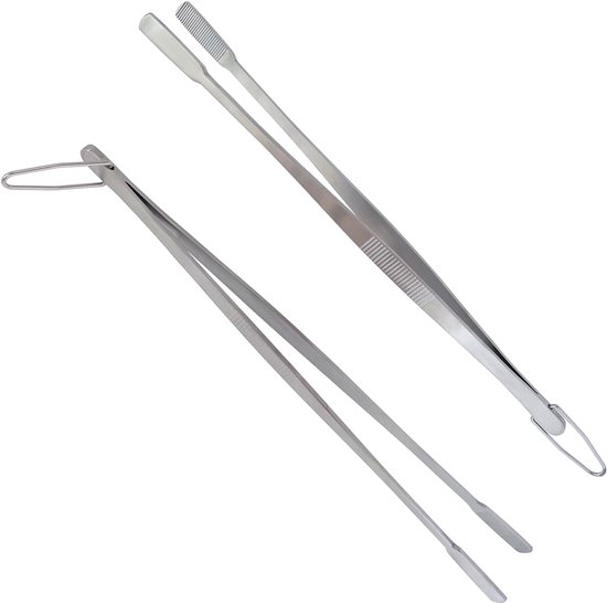 2 stuks keuken koken pincet (30 cm/ 11,8"), platte punt, recht, SUS430 roestvrij staal eetstokjes tang, minimalistische stijl, verdikt, Japanse Yakiniku tang, voor plating, braden, serveren van