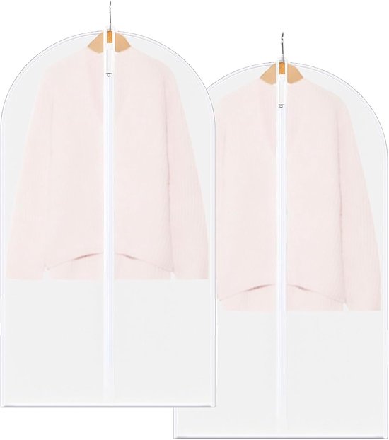 2 stuks Kledingbeschermhoes, Stofdichte Kledinghoes Voor Kleedkast, Kledingzak (60 x 120 cm), EVA Materiaal, Rits Sluiting
