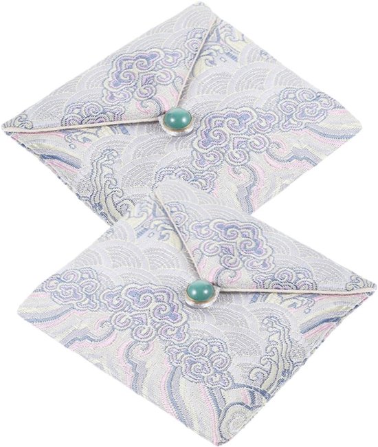 2 Stuks Kleine Sieraden Zakjes met Handgemaakte Borduursels Dubbele Katoenen Opbergtas voor Ringen Oorbellen Kettingen Draagbaar Herbruikbaar voor Reizen Feestdagen