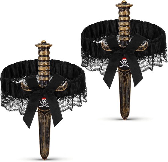 2 stuks kousenhouders piraat dolk Halloween, kousenhouder met piratenzwaard