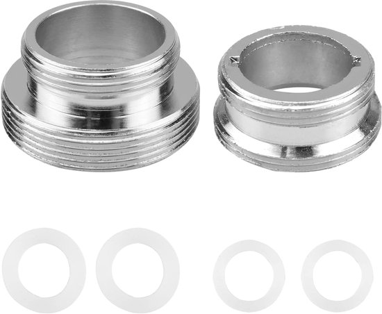 2 Stuks Kraanadapter 22mm naar 24mm Metalen Adapter Tap Beluchter 22mm naar 28mm Metalen Keukenkraan Aansluiting voor Tuinslang Waterfilter Keukenkraan Badkraan Standaard Slang via Omleider
