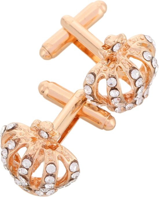 2 Stuks kroon manchetknopen zware handgrepen zee haak haak luifel haken Gouden manchetknopen Rhinestone bruiloft pak legering Golden