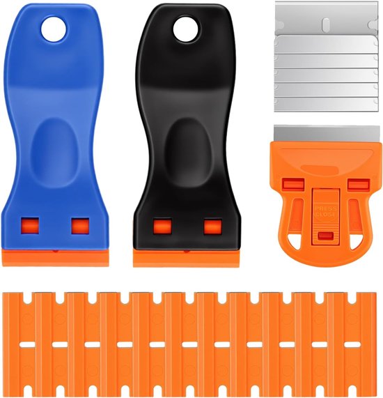 2 stuks kunststof schraper, kunststof schraper, multifunctionele kunststof spatel, plastic spatel voor lijmresten, raamkozijn, lijmverwijderaar, etikettenverwijderaar, met schraper