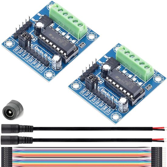 2 stuks L293D Motor Driver Uitbreidingskaart Mini 4CH 4-kanaals Motor Drive Driver Shield L293 L293D Uitbreidingskaart Module met DC vrouwelijke kabel DuPont Kabel voor Arduino