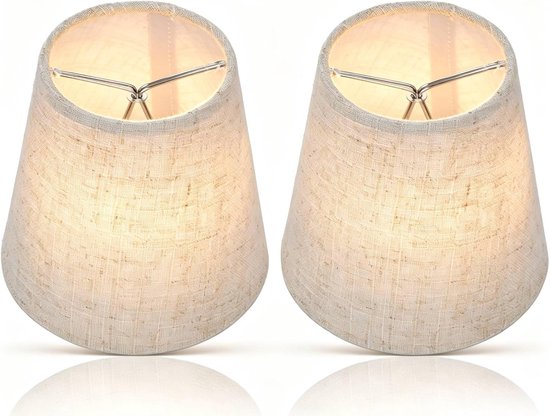 2 stuks lampenkappen, 9,2 x 14,2 x 13 cm/3,6 x 5,6 x 5,1 inch stoffen tafellamp schaduw cover clip op lampenkap voor E14 schroef kandelaar lamp kroonluchter (Pt13)