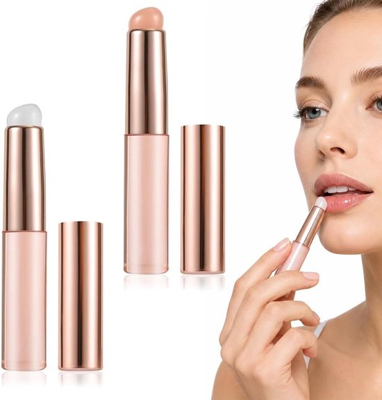 2 stuks lippenpenseel van siliconen, multifunctionele kwast voor lippen, gloss, corrector en nagellak, kleur grijs en roze, afmetingen 88 x 12 mm