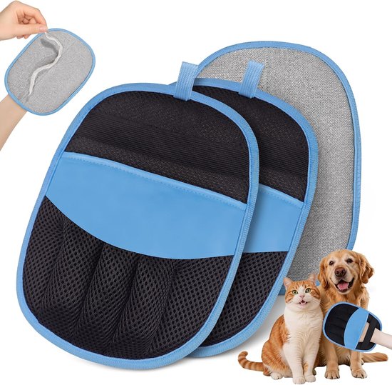 2 stuks magische Huisdierhaarverwijderaar voor katten en honden | Haarverwijderaar voor het verwijderen van dierenharen van katten en honden, Pet Hair Gloves voor wasgoed, meubels, kleding