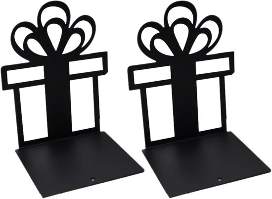 2 stuks metalen boekensteunen: klokvormige metalen boekenstoppers, ondersteuning voor boekenplanken, antislip boekenplankhouders, decoratieve boekensteunen, zwart