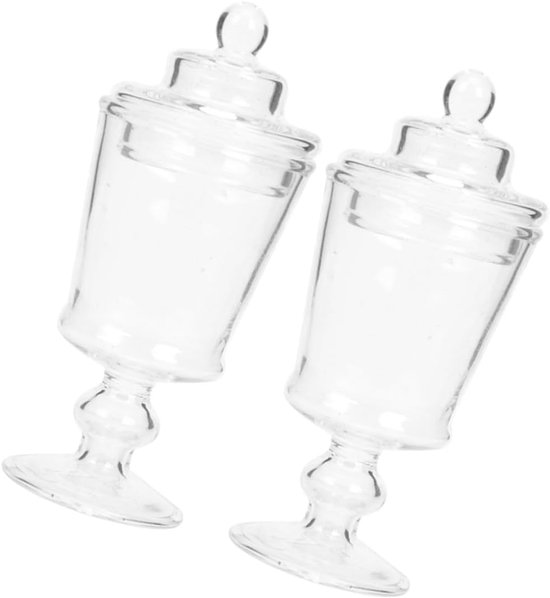 2 Stuks Miniatuur Snoeppotten Decoratie Kleine Glazen Snoeppotten Mini Glazen Apothekerspot Snoepcontainer Miniatuur Snoepopslagpot Poppenhuis Opslagpotten Mini