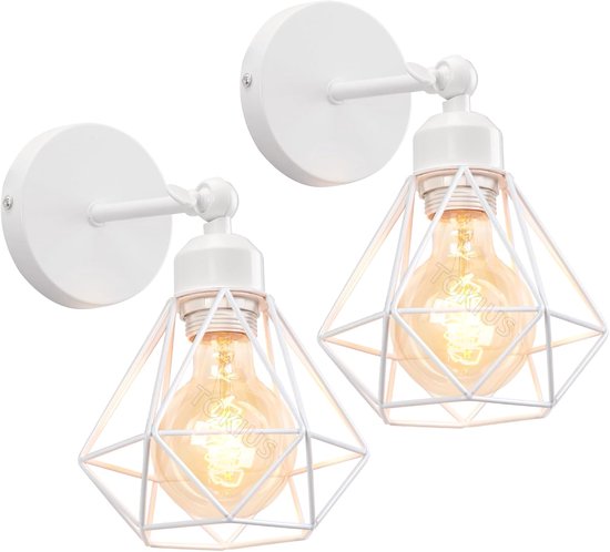 2 stuks Muurlampen Binnen Vintage Wandlamp Industriële Plafondlamp metalen kooi design Ø 160 mm Retro Verstelbare 180° verlichting voor Keuken Woonkamer Slaapkamer