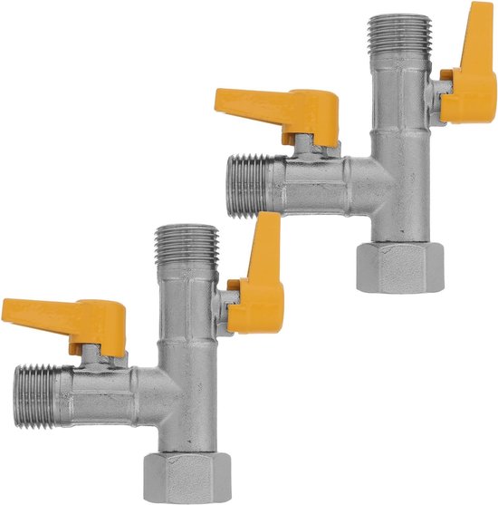 2 Stuks Nikkel-geplateerde Messing Douchekraan Verdeler Compact Hoekontwerp Gasafsluiteradapter Corrosiebestendig voor Badkamer Keuken Gebruik