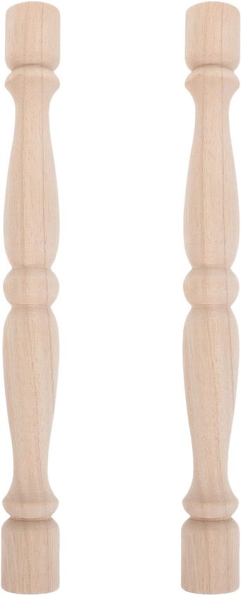 2 Stuks Onbewerkte Houten Balusters Handgesneden Trapspijlen voor Binnen Buiten Stevige Hardhouten Pilaren voor Klassieke Trapdecoratie