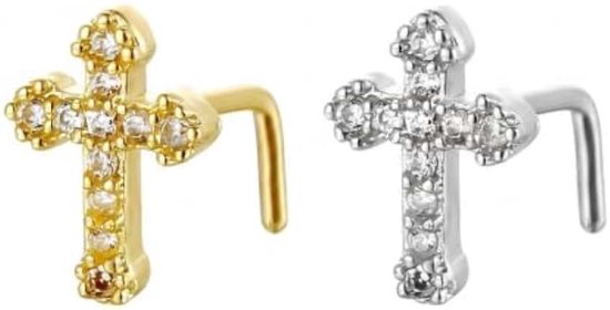2 stuks oorpiercing chirurgisch staal 316L goud en zilver, labret stud voor helix tragus conch kraakbeen hypoallergene oorbellen voor dames en heren, sieraden piercing neus en lip