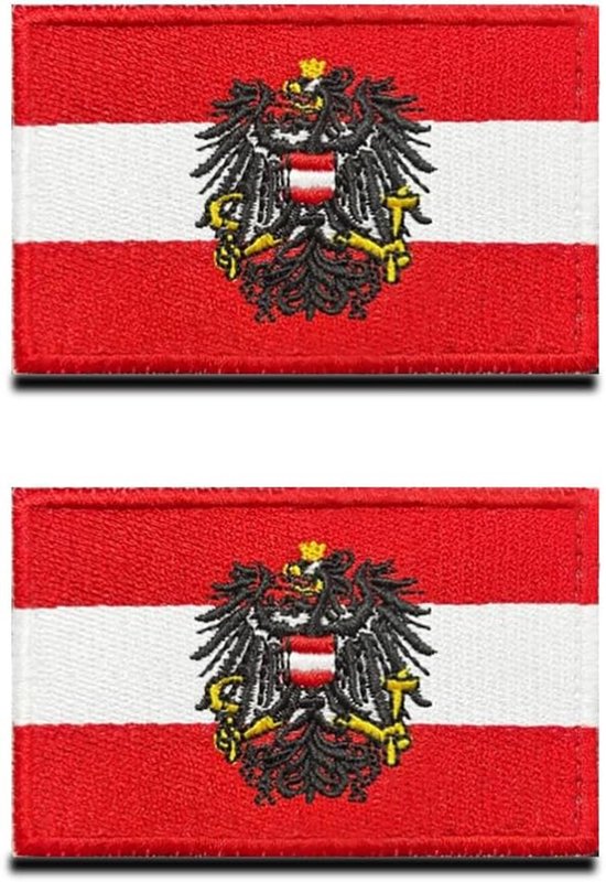 2 stuks Oostenrijkse adelaar tactische patches met haak en lus, Oostenrijks militaire adelaar vlag decoratie borduurwerk geborduurde patch voor kleding jassen jeans rugzak vest uniformen reizen