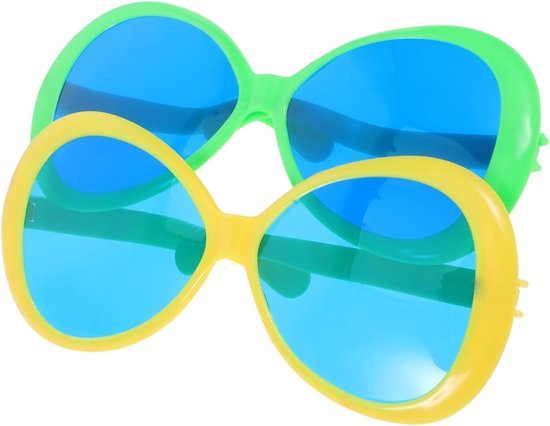 2 Stuks Oversized Hawaiian Themed Party Glasses Lichtgewicht Tropische Zonnebril voor Luau Feestjes Strand Selfie Props Geel Groen