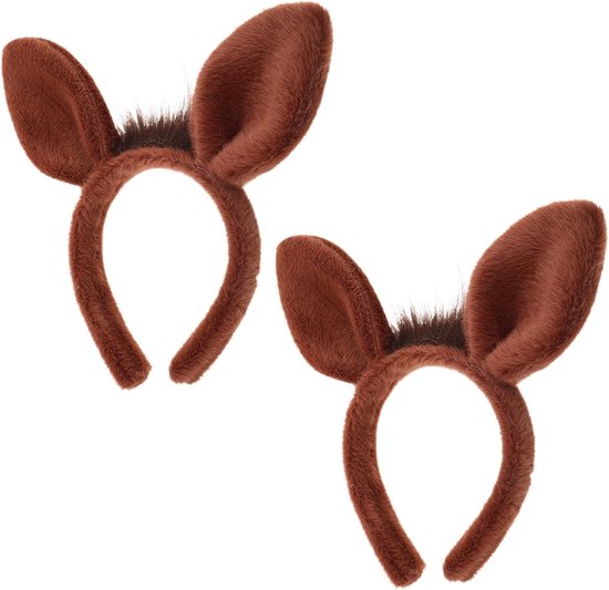 2 Stuks Pluche Paardenoren Haarbanden Zachte Bruine Dierenoren voor Dames Cosplay Festivalaccessoires Comfortabele Hoofdband voor Verjaardagen Carnavalskostuums
