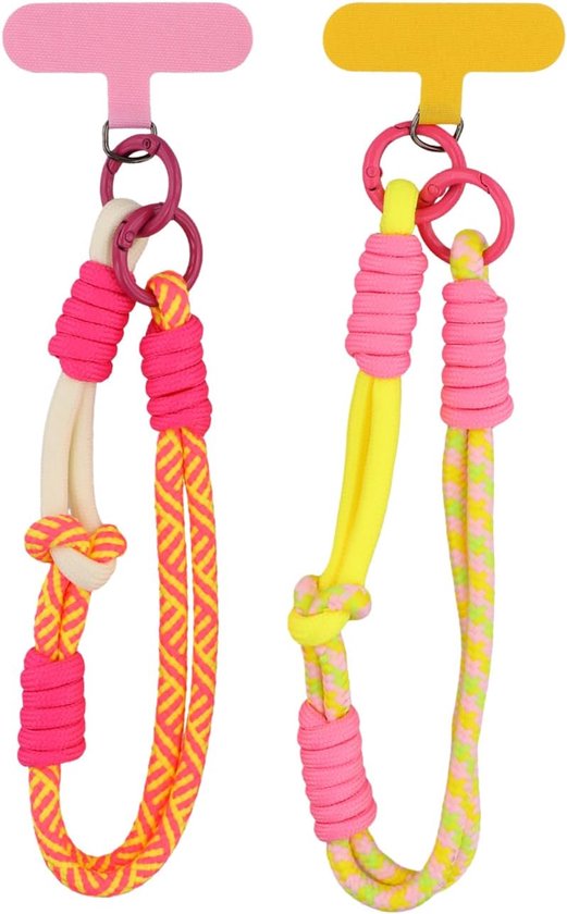 2 stuks polslus, telefoonketting, kort, universeel, verstelbare vingerpols, halsbanden, verstelbare telefoonhanger, zacht paracord polsband, kort, voor mobiele telefoon, camera, sleutels