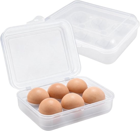 2 Stuks Praktische Eierbak Koelkast, 20x14cm Transparante Eierdozen