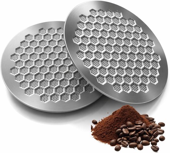 2 stuks Puck Screen 53,3 mm, herbruikbare koffiefilter van roestvrij staal, honingraatgaas, enkellaags, accessoires voor filterdeur, espressomachine