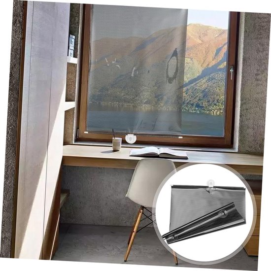 2 Stuks PVC Raamzonwering met Zuignap Inklapbare Verduisteringsgordijnen Zwart Eenvoudig Te Monteren voor Privacy Warmte Isolatie in Huis Auto