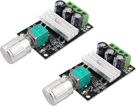 2 Stuks PWM DC Motor Speed Controller, 6V 12V 24V 28V 3A 80W DC Motor Speed Controller PWM Verstelbare Variabele Snelheid Schakelaar DC Motor Driver 1203BK