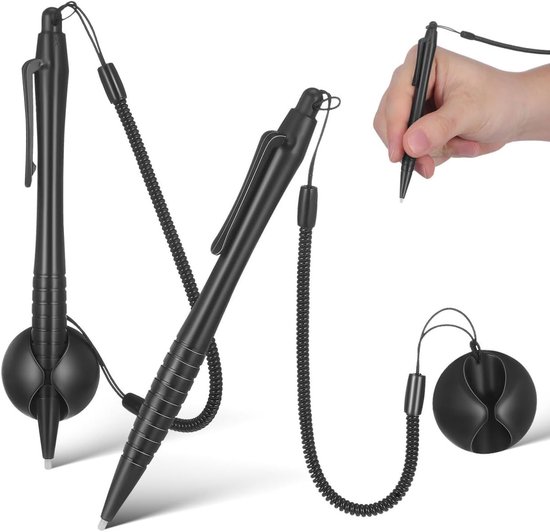 2 stuks resistieve touchscreen stylus pen met vaste punt en siliconen houder met dubbelzijdige lijm inclusief veerband geschikt voor resistieve schermen van tablets
