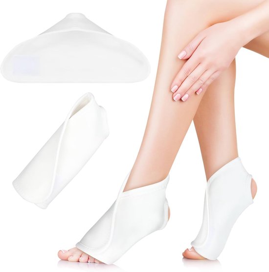 2 stuks ricinusolie pack enkelwikkel wit, herbruikbare biologische flanellen voetwrap voor enkelondersteuning, verstelbare ricinusoliën comprimeren voor plantaire fasciitis pijnverlichting (olie niet