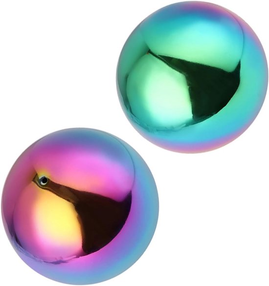 2 Stuks Roestvrijstalen Regenboog Gazing Globe Spiegelbol Holle Gepolijste Metalen Bollen van Decoratieve Reflecterende Tuinbol Duurzaam Lichtgewicht
