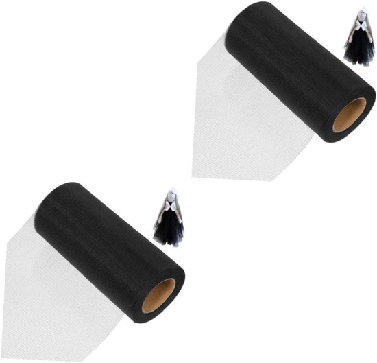 2 Stuks Rol Tule 22m 15cm Breed Bruiloft Feestdecoraties Tutu Knutsel Zwarte Tule Voor Evenementen