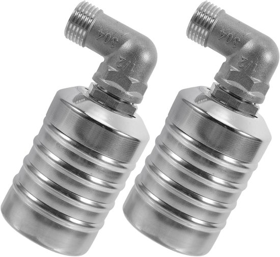 2 Stuks Rvs Waterniveau Regelklep met Inlaat Automatische Drijvende Klep voor Aquarium Tanks Vijvers Veevoederbakken Lekvrije Watercontrole Overloopbeveiliging