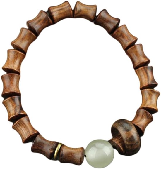 2 Stuks Sandelhout Bamboe Lichtgevende Kralen Armband Enkele Cirkel Lopende Ring Armband Student Mannen En Vrouwen