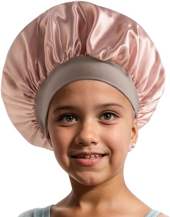 2 stuks satijnen slaapmutsen voor kinderen, elastische haarmuts om te slapen, voor jongens en meisjes, ademende nachtmuts, zijden bonnet, slaapmuts voor alle kapsels