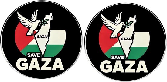2 stuks Save Gaza Pin Badges - 1,2 inch legering vredesduif olijftak Palestina vlag kaart knoppinnen, bewustzijn broche reversspeldjes voor kleding, tassen, hoeden