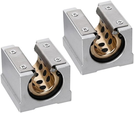 2 Stuks Sbruu Lineaire Lagers met Grafiet Koperen Bus Lichtgewicht Aluminium Cnc Router Glijblok Railgeleider voor Nauwkeurige Stofbestendige Lineaire Beweging