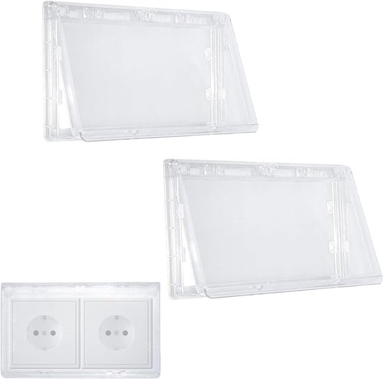 2 stuks schakelaarafdekking, 2-voudige zelfklevende stopcontacten, type 86 lichtschakelaar, afdekking, wandschakelaar, stopcontactafdekking, waterdichte stekkerbescherming voor badkamer, keuken, thuis